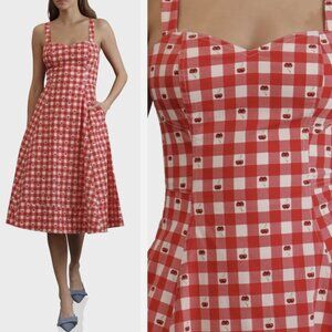 Avec Les Fillies Cherry Gingham Sweetheart Dress - Size 14